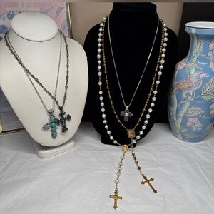 Rosary necklace bundles cross necklaces